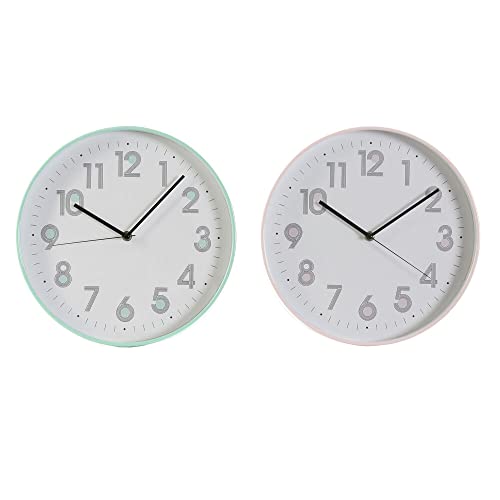 DKD Home Decor Wanduhr Rosa Grün PVC (30 x 4,5 x 30 cm) (2 Stück) von DKD Home Decor