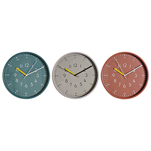 DKD Home Decor Wanduhr Terrakotta Weiß Himmelblau PVC (30 x 4,3 x 30 cm) (3 Stück) von DKD Home Decor