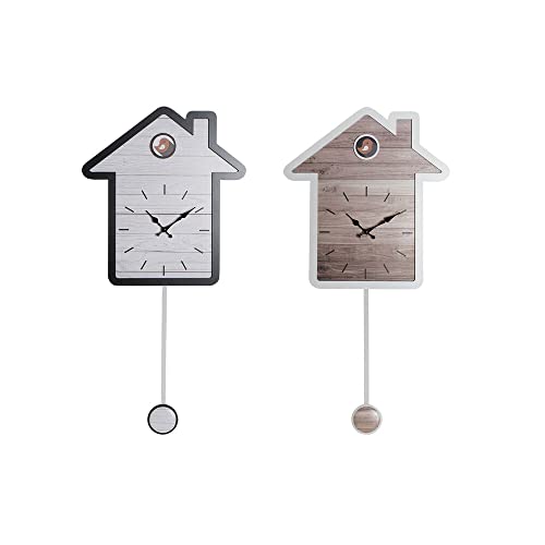 DKD Home Decor Wanduhr Weiß Haus MDF (32 x 4,5 x 56 cm) (2 Stück) von DKD Home Decor