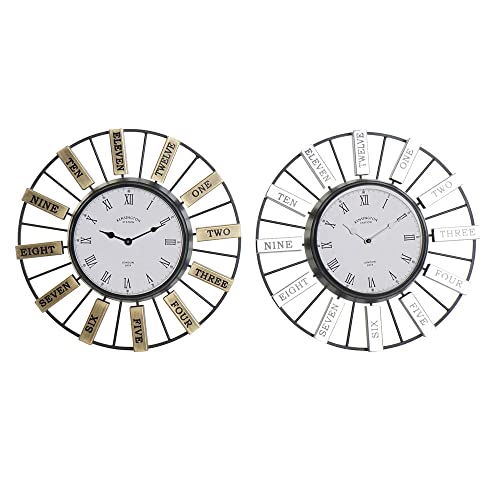 DKD Home Decor Wanduhr aus silbernem Glas Eisen (40 x 6,4 x 40 cm) (2 Stück) (Referenz: S3026682) von DKD Home Decor