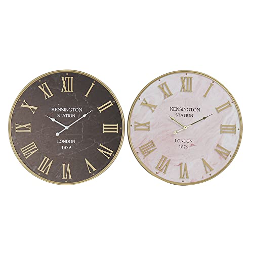 DKD Home Decor Wanduhr schwarz Eisen MDF (60 x 4,5 x 60 cm) (2 Stück) von DKD Home Decor