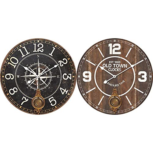 DKD Home Decor Wanduhr schwarz Metall braun MDF (58 x 8 x 58 cm) (2 Stück) von DKD Home Decor