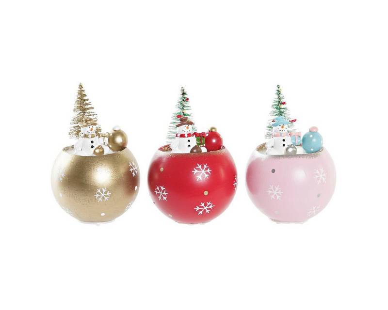 DKD Home Decor Weihnachtsbaumkugel Weihnachtsschmuck DKD Home Decor Rot Rosa Gold Holz MDF 8 x 8 x 11 cm von DKD Home Decor