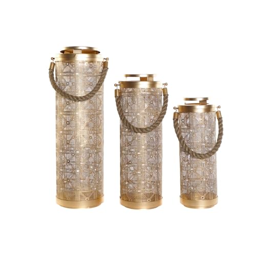 DKD Home Decor kerzenhalter Set, Jute, Gold, Estándar von DKD Home Decor