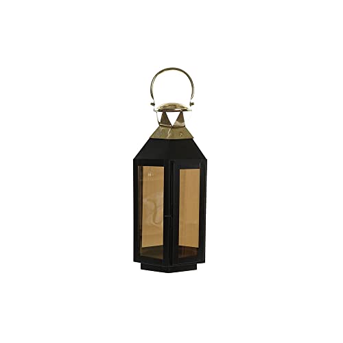DKD Laterne Home Decor Schwarz Glas Gold (22 x 20 x 46 cm) von DKD Home Decor