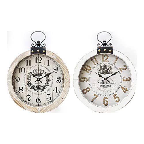 DKD Wanduhr Home Decor Braun Weiß Eisen MDF (40 x 5 x 54 cm) (2 Stück) von DKD Home Decor