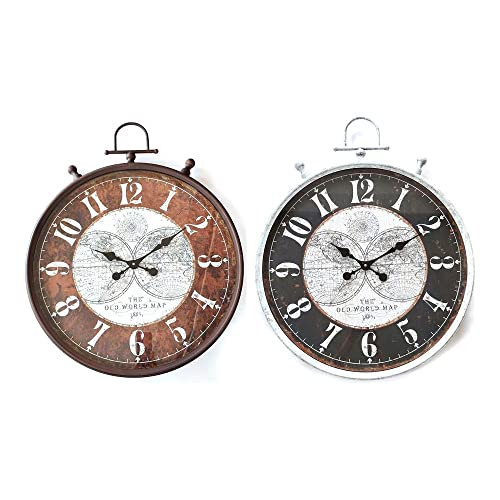 DKD Wanduhr Home Decor Schwarz Braun Eisen MDF (60 x 6 x 74 cm) (2 Stück) von DKD Home Decor