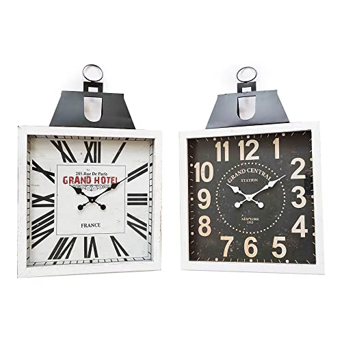 DKD Wanduhr Home Decor Schwarz Weiß Eisen MDF (60 x 6 x 89 cm) (2 Stück) von DKD Home Decor