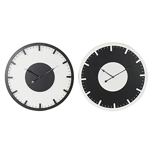 DKD Wanduhr Home Decor Schwarz Weiß MDF (50 x 4,5 x 50 cm) (2 Stück) von DKD Home Decor