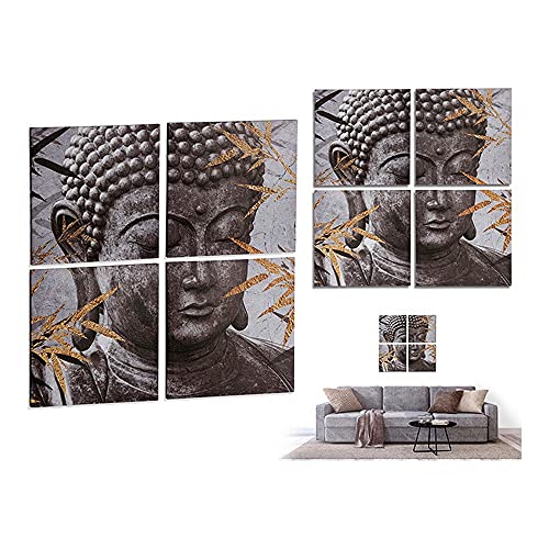 Leinwandbild, Grau, Buddha, 4 Stück von DKD Home Decor