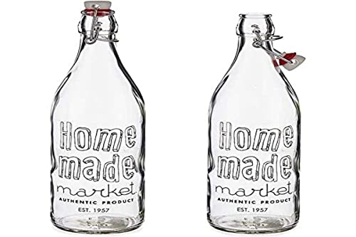 Trinkflasche Home Made Transparent Metall Kunststoff Glas (1000 ml) von DKD Home Decor