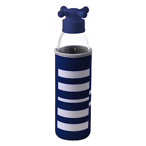 United Colors of Benetton WASSERFLASCHE 550ML HOHER BOROSILIKAT GLAS BLAUER MANTEL & HAHNDECKEL PO BE von DKD Home Decor