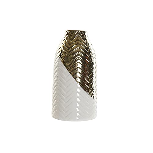 DKD Home Decor Brand Vase aus weißem Porzellan Glam (11,8 x 11,8 x 22,3 cm) (Referenz: S3020558) von DKD Home Decor