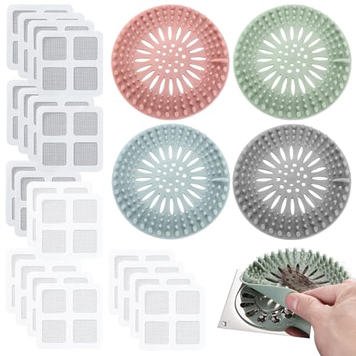 DKDDSSS 24 Haarsieb Abflusssieb, Silikon Haarsieb für Dusche und Waschbecken, Duschablauf Haarsieb, Sink Strainer mit Netzaufkleber DKDDSSS 24 Haarsieb Abflusssieb, Silikon Haarsieb für Dusche und Waschbecken, Duschablauf Haarsieb, Sink Strainer mit Netzaufkleber von DKDDSSS