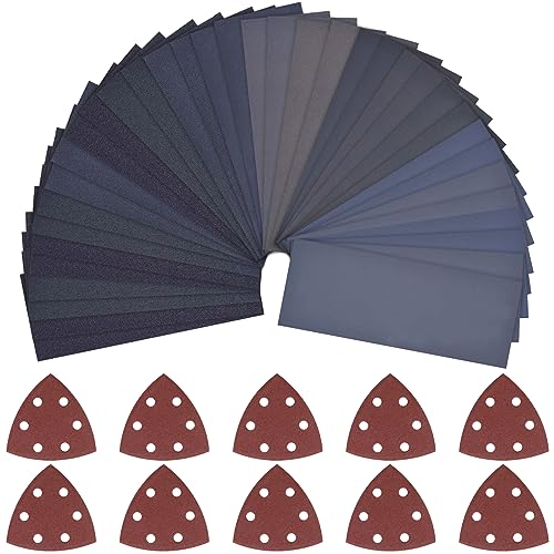 DKDDSSS 46 Stück Schleifpapier Set, Körnung von 400 Bis 3000 Sandpapier, Schmirgelpapier Nass und Trocken für Auto, Wände, Holz, Metall, Lack, Stein, Glas, 23 x 9,3 cm von DKDDSSS