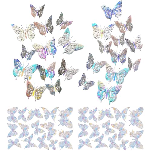 DKDDSSS 52 Stück 3D Schmetterlinge Deko, Butterfly Wandsticker, Schmetterlinge Dekoration Wandtattoo, 3D Schmetterling Wandaufkleber, Wand Deko, Zimmer deko (2 Stile) von DKDDSSS