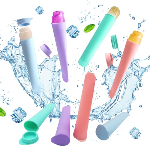 DKDDSSS 8 Stück Eisformen Silikon, Silikon Formen für Eis, EIS am Stiel Formen, Ice Pop Maker, Wiederverwendbare, Ice Lolly Mold, Perfekt für Kinder und Erwachsene von DKDDSSS