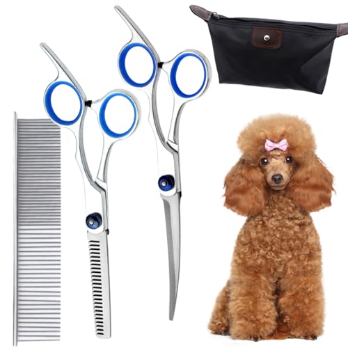 DKDDSSS Hundeschere, Haustier Hundepflege Schere, Hunde Scheren, Hundepflegeschere, Hundeschere Set für Haustier Haar Fellpflege für Hunde und Katzen von DKDDSSS