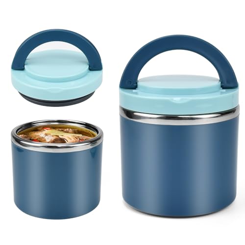 Suppentasse DKEROSS 630ml Edelstahl Thermobehälter für Essen Warmhaltebebehälter Weithals Essensbehälter Isolierung Suppenbehälter mit Schnallenabdeckung geeignet für heißes Essen Auslaufsicherer von DKEROSS