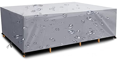 DKHLYB Abdeckung für Gartenmöbel Multi Größe Gartenmöbel Abdeckung 600D Oxford Gewebe Schutzhülle Wasserdicht Winddicht UV-Beständiges für Gartentische und Möbelsets Silber 130x130x85cm von DKHLYB