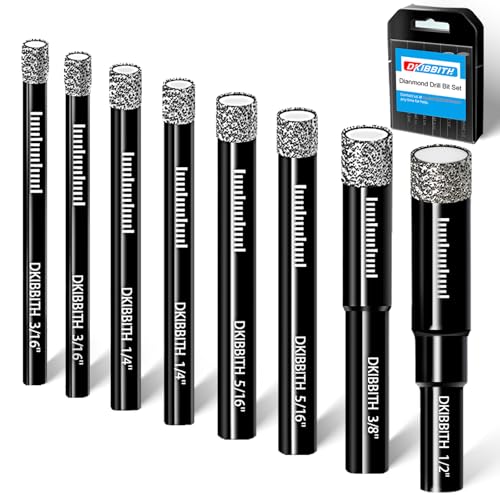 8 Stück Diamantbohrer-Set für Granit Keramik Marmor Fliesen Glas harte Materialien Größe 5mm 6mm 8mm 10mm 12mm in S Aufbewahrungskoffer runder Schaft von DKIBBITH