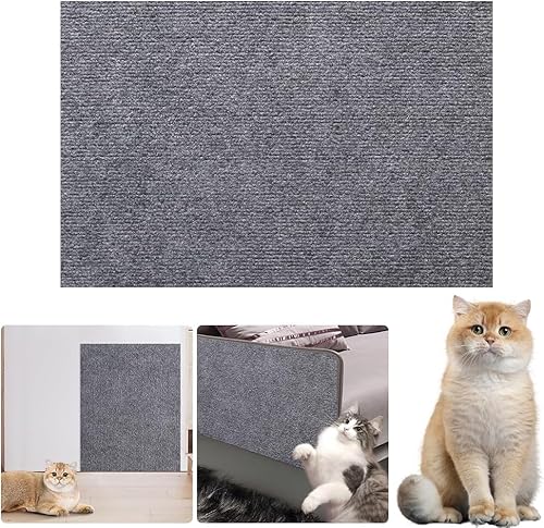 DKIIL NOIYB Katzenkratzbretter Katzenkratzmatten, rutschfest Sisal Katzenteppiche Zuschneidbare Größe Selbstklebende Kratzmöbelschutz Teppich für Wand Sofa Möbel Tür Kratzschutz (Grau, 60 * 100cm) von DKIIL NOIYB