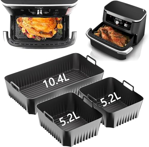 DKIIL NOIYB Ninja Heißluftfritteuse Zubehör für Ninja Foodi Flexdrawer 10,4 L AF500DE, 3pcs Silikonform Heißluftfritteuse, Airfryer Zubehör für Ninja AF500EU AF500EUCP AF500DE von DKIIL NOIYB