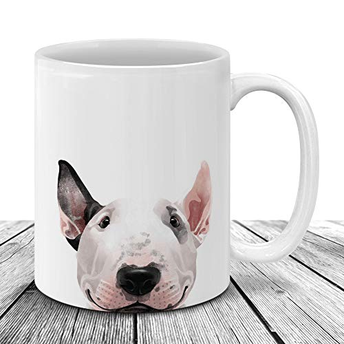 DKISEE Kaffeetasse mit Bullterrier-Motiv, für Tierbesitzer und Tierliebhaber, 325 ml, weiße Keramiktasse von DKISEE