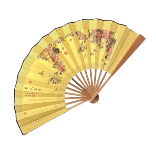 DKJAHSEK 10 Zoll großer Seidenfächer im antiken Stil, Hanfu, handgefertigtes Geschenk, klassischer männlicher Faltfächer(Color 10) von DKJAHSEK