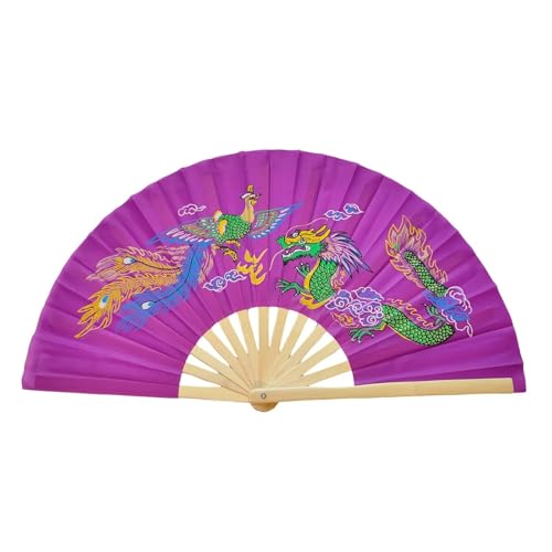 DKJAHSEK 33 cm faltbarer Handfächer, Kung Fu Tai Chi Fächer, Nylon-Stofffächer for Aufführungen, Tanzdekorationen, Festivals(1 right hand fan) von DKJAHSEK