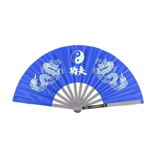 DKJAHSEK Edelstahl Tai Chi Kampfkunst Kung Fu Tanz Praxis Training Leistung Fan(Blue) von DKJAHSEK
