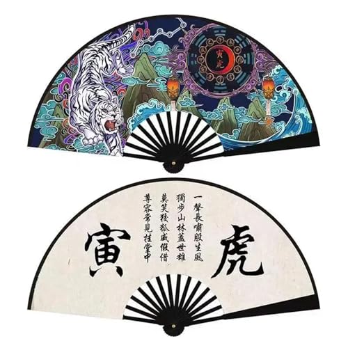 DKJAHSEK Stoff Kunststoff Griffe Klapp Bühne Fans Yin Yang Tai Chi Handwerk(Color:3) von DKJAHSEK