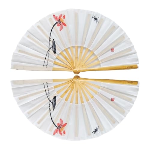 DKJAHSEK Tai Chi Fan 34cm Kung Fu Fans Kampfkunst Zwei Hände Lotus Muster Wushu Fitness(1 right 1 left hand) von DKJAHSEK