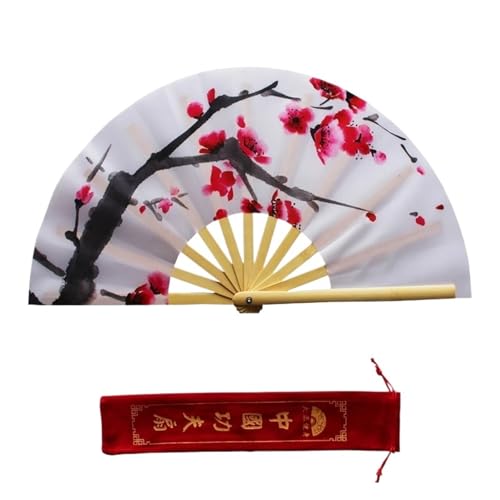 DKJAHSEK Tai Chi Fan Weißer Pflaumenblüten-Fan Klassischer Kung Fu Ring Fitness Cheongsam Show Dance Performance(A4 28cm) von DKJAHSEK