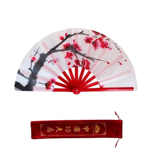 DKJAHSEK Tai Chi Fan Weißer Pflaumenblüten-Fan Klassischer Kung Fu Ring Fitness Cheongsam Show Dance Performance(A6 28cm) von DKJAHSEK