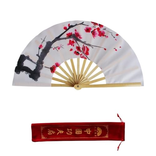DKJAHSEK Tai Chi Fan Weißer Pflaumenblüten-Fan Klassischer Kung Fu Ring Fitness Cheongsam Show Dance Performance(B1 34cm) von DKJAHSEK