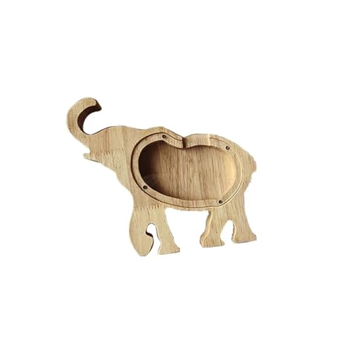 Holz Cartoon Tier Sparschwein Nette Dinosaurier Katze Löwe Münze Transparent Kreative Design Sicher Kinder Geschenk Desktop(Style 13) von DKJAHSEK