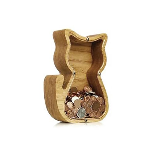 Holz Cartoon Tier Sparschwein Nette Dinosaurier Katze Löwe Münze Transparent Kreative Design Sicher Kinder Geschenk Desktop(Style 2) von DKJAHSEK