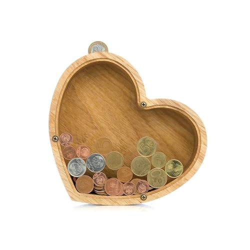 Holz Cartoon Tier Sparschwein Nette Dinosaurier Katze Löwe Münze Transparent Kreative Design Sicher Kinder Geschenk Desktop(Style 4) von DKJAHSEK