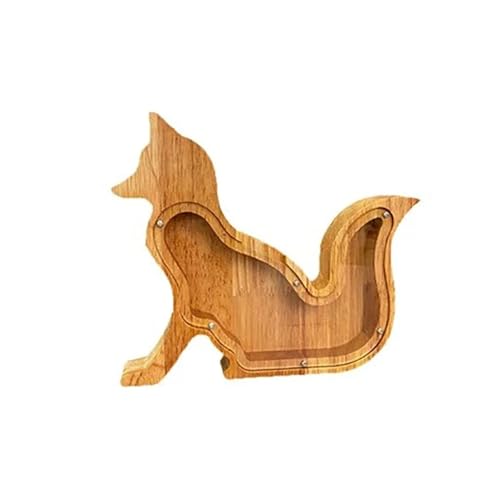 Holz Cartoon Tier Sparschwein Nette Dinosaurier Katze Löwe Münze Transparent Kreative Design Sicher Kinder Geschenk Desktop(Style 8) von DKJAHSEK