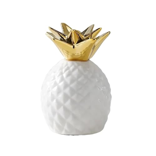 Keramik Ananas Sparschwein Geld Sparen Box Kreative Gold Dekoration Hause Desktop Handwerk Ornament(White) von DKJAHSEK