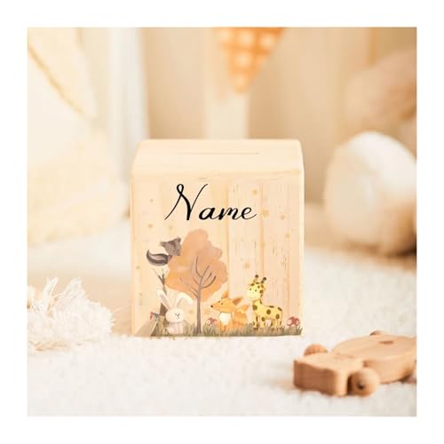 Personalisierte Baby Spardose Taufgeschenk Taufe Kind Holz Taufgeschenke Sparschwein(3) von DKJAHSEK