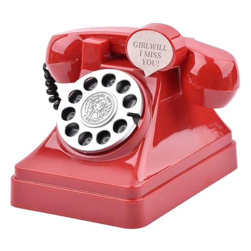 Retro Telefon Sparschwein Ornamente Cartoon Wechselbehälter Geld Sparen Box for Wohnzimmer Home Desktop Schlafzimmer Regal(Red) von DKJAHSEK