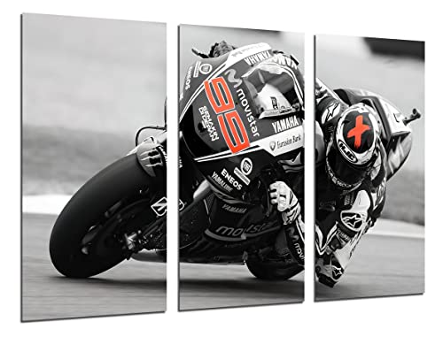 DKORARTE Modernes Fotobild, Motorrad GP, Jorge Lorenzo, Rennen, Weiß und Schwarz, Asphalt, 97 x 62 cm, Ref. 27396 von DKORARTE
