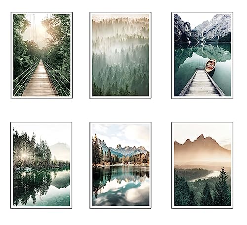 DKORARTE Set 6 Stück A4 Wandbilder Dekorative Wandbilder Wohnzimmer Dekor Moderne Schlafzimmer Zimmer Ohne Rahmen Landschaft Strand Natur (29,7 x 21 cm) von DKORARTE