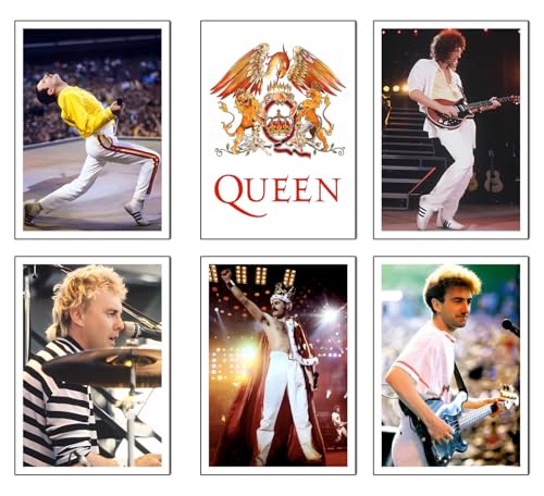 DKORARTE Set mit 6 A4-Wandbildern, für moderne Wohnzimmer, Schlafzimmer, Zimmer, ohne Rahmen, Queen, Freddie Mercury, Brian May (29,7 x 21 cm) von DKORARTE