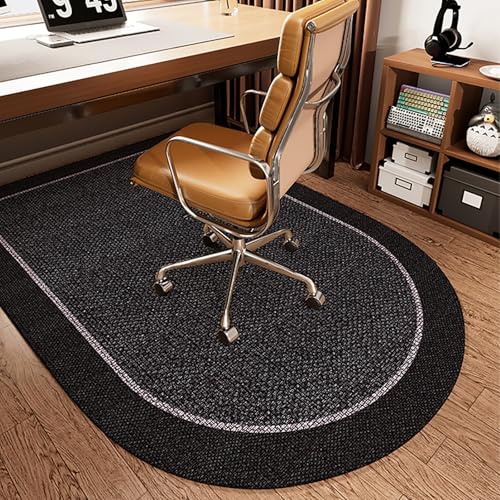 DKPLOE Bodenschutzmatte BüRostuhl Teppich Schalldicht Halbrunde Form BüRostuhl Unterlage Teppich Geeignet FüR Arbeitszimmer Schlafzimmer BüRos Und KüChen(Black A,100x140cm) von DKPLOE