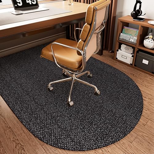 DKPLOE Bodenschutzmatte BüRostuhl Teppich Schalldicht Halbrunde Form BüRostuhl Unterlage Teppich Geeignet FüR Arbeitszimmer Schlafzimmer BüRos Und KüChen(Black B,60x90cm) von DKPLOE