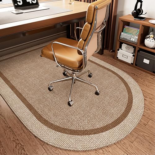 DKPLOE Bodenschutzmatte BüRostuhl Teppich Schalldicht Halbrunde Form BüRostuhl Unterlage Teppich Geeignet FüR Arbeitszimmer Schlafzimmer BüRos Und KüChen(Brown A,80x120cm) von DKPLOE