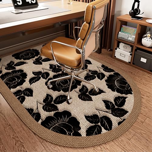 DKPLOE Bodenschutzmatte BüRostuhl Teppich Schalldicht Halbrunde Form BüRostuhl Unterlage Teppich Geeignet FüR Arbeitszimmer Schlafzimmer BüRos Und KüChen(Brown F,120x160cm) von DKPLOE